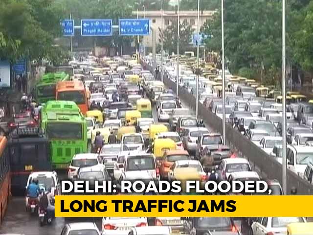 After Heavy Rain In Delhi, Roads Flooded, Long Traffic Jams