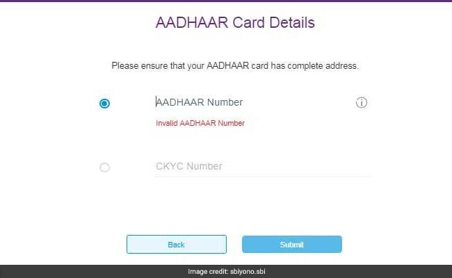 sbi aadhaar sbi yono website