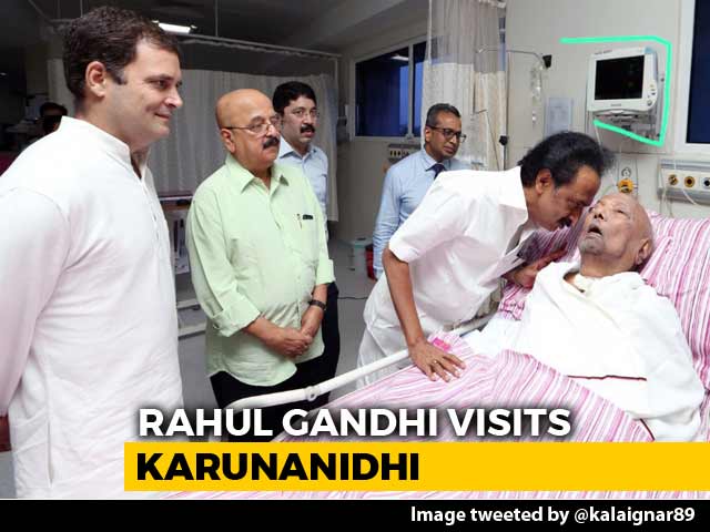 Rahul Gandhi Visits DMK Chief M Karunanidhi In Hospital