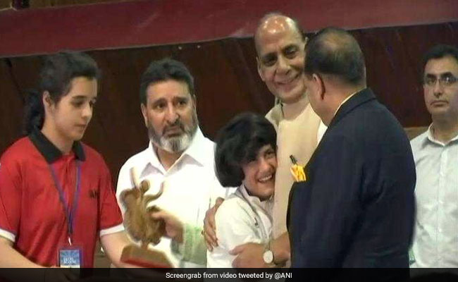 Watch: 9-Year-old Kickboxing Champ Hugs Rajnath Singh, Wins Hearts