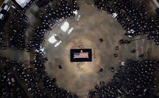 For John McCain's Last Tribute, Barack Obama And George Bush's Eulogy