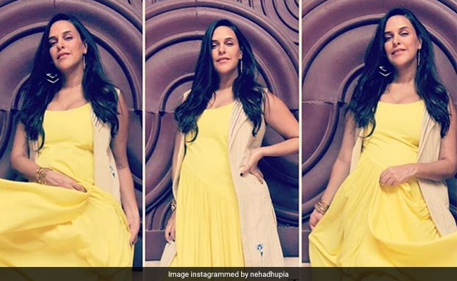 Neha Dhupia's Pregnancy Glow Is Hard To Miss In This Yellow Number