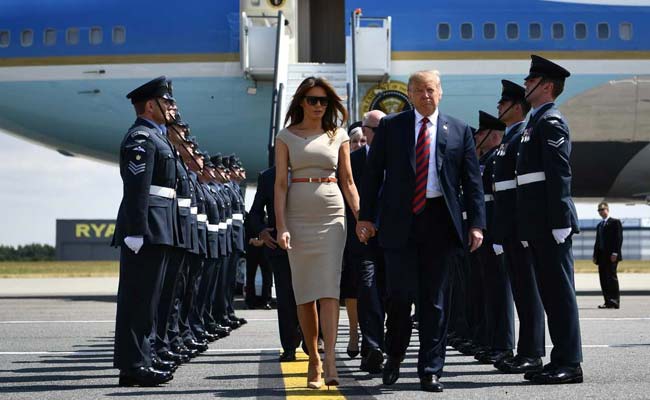 As He Lands In UK, Trump Says "Fine" With Protests