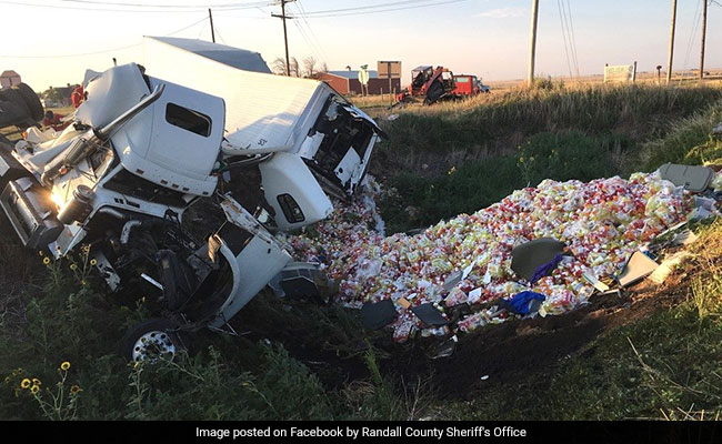 Water Water Everywhere As Driver Falls Asleep, Crashes Truck